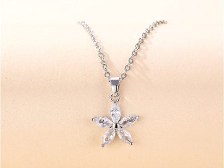 Crystal & Silver-Plated Marquise Flower Pendant Necklace Online Hot Sale