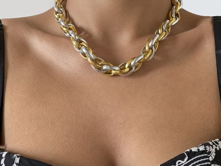 Two-Tone Twisted Chain Necklace on Sale