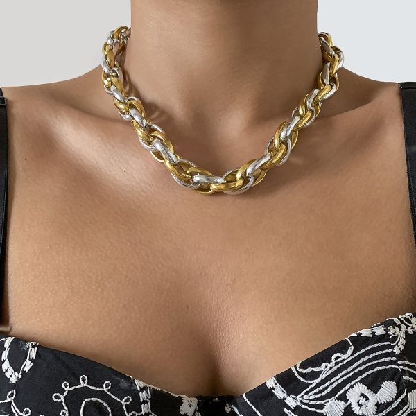 Two-Tone Twisted Chain Necklace on Sale