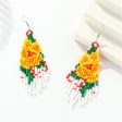 Yellow Howlite & Silver-Plated Beaded Drop Earrings For Discount