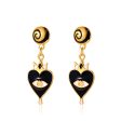 Black Enamel & 18K Gold-Plated Eye Heart Drop Earrings Discount