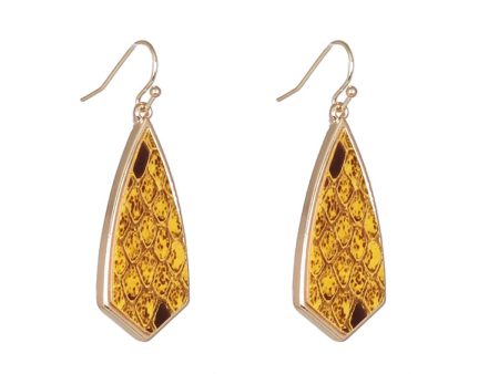 Yellow Polyurethane & 18K Gold-Plated Snakeskin-Embossed Drop Earrings Online Sale