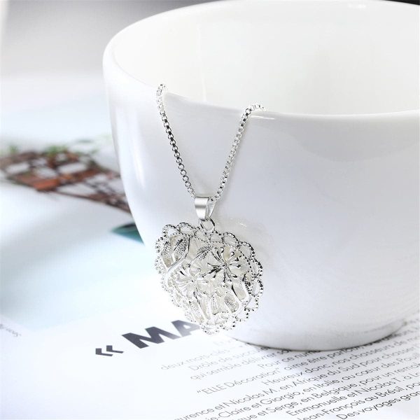 Silver-Plated Filigree Heart Pendant Necklace Cheap