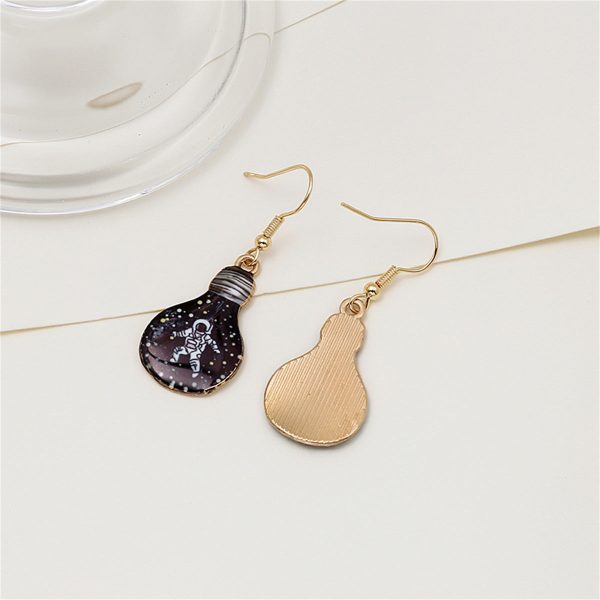 Black Enamel & 18K Gold-Plated Astronaut Bulb Drop Earrings Sale