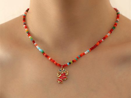 Red Multicolor Acrylic & 18K Gold-Plated Bell Pendant Necklace Online