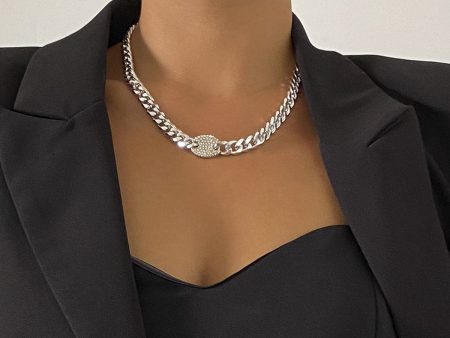 Cubic Zirconia & Silver-Plated Oval Cable Chain Necklace Online Hot Sale