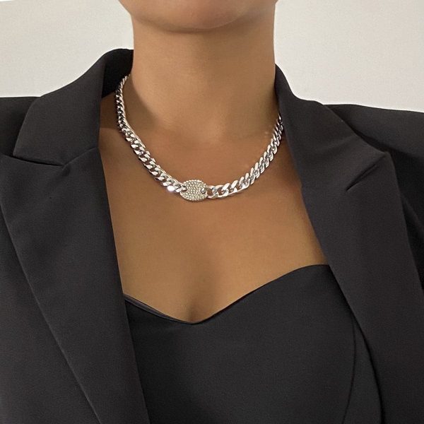 Cubic Zirconia & Silver-Plated Oval Cable Chain Necklace Online Hot Sale