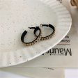 Black Enamel & 18K Gold-Plated Chain Hoop Earrings For Sale