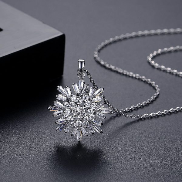 Crystal & Cubic Zirconia Snowflake Pendant Necklace For Discount