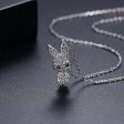 Cubic Zirconia & Silver-Plated Rabbit Pendant Necklace For Cheap