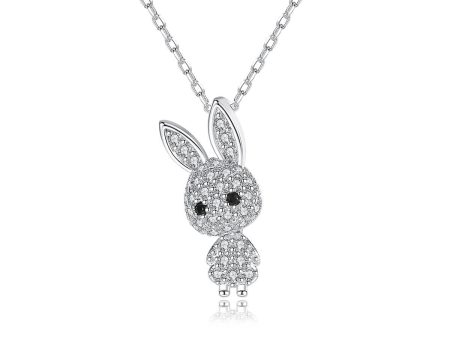 Cubic Zirconia & Silver-Plated Rabbit Pendant Necklace For Cheap