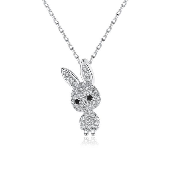 Cubic Zirconia & Silver-Plated Rabbit Pendant Necklace For Cheap