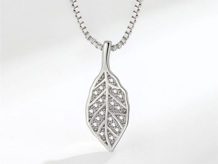 Cubic Zirconia & Silver-Plated Leaf Pendant Necklace Online now