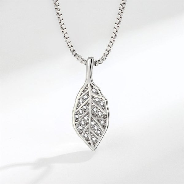 Cubic Zirconia & Silver-Plated Leaf Pendant Necklace Online now