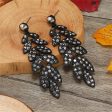 Black Cubic Zirconia Leaves Drop Earrings Sale