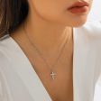 Cubic Zirconia & Silver-Plated Cable Chain Cross Pendant Necklace Cheap