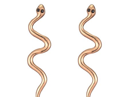 Black Cubic Zirconia & 18K Gold-Plated Snake Drop Earrings on Sale