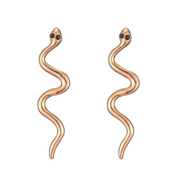 Black Cubic Zirconia & 18K Gold-Plated Snake Drop Earrings on Sale