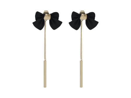 Black Enamel & 18K Gold-Plated Bow Ear Jackets Online Hot Sale