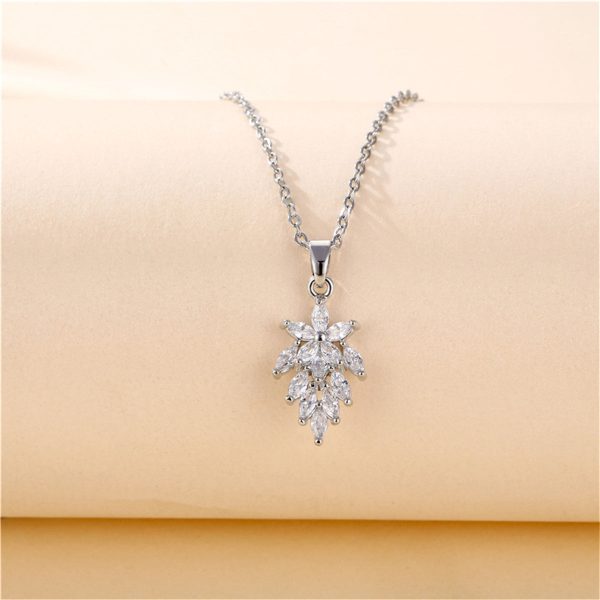 Crystal & Silver-Plated Botanical Pendant Necklace For Cheap