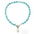 Turquoise & Pearl Silver-Plated Toggle Pendant Necklace on Sale