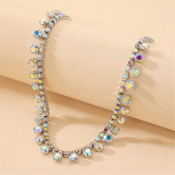 Iridescent Cubic Zirconia & Silver-Plated Double Layer Necklace Online Hot Sale