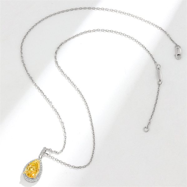 Yellow Crystal & Cubic Zirconia Drop Pendant Necklace Discount