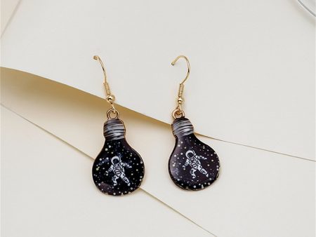 Black Enamel & 18K Gold-Plated Astronaut Bulb Drop Earrings Sale