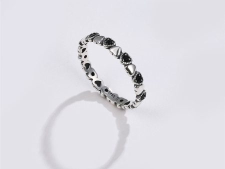 Black Cubic Zirconia & Sterling Silver Heart Band on Sale