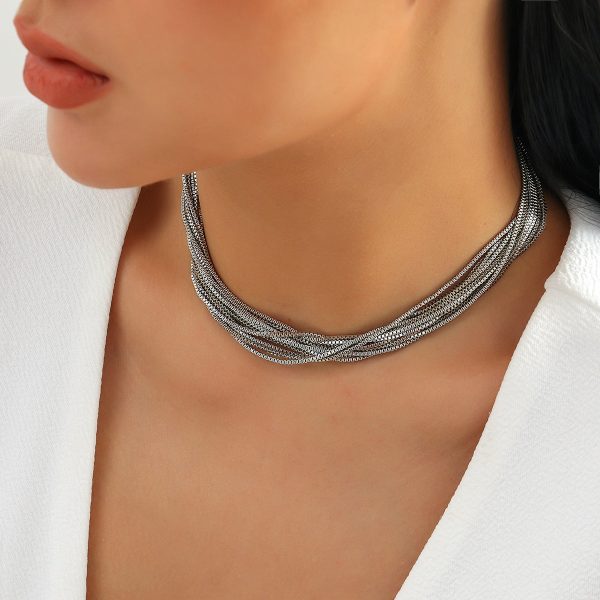 Silver-Plated Multi-Strand Box Chain Necklace Discount