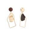 Black Enamel & 18K Gold-Plated Abstract Mismatched Drop Earrings Fashion