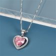 Pink Crystal & Silver-Plated Heart Pendant Necklace Online now