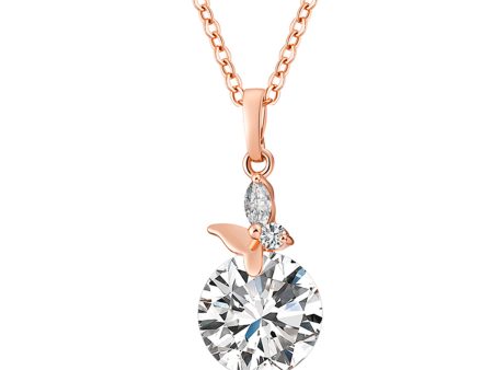 Crystal & Cubic Zirconia Butterfly Pendant Necklace Fashion