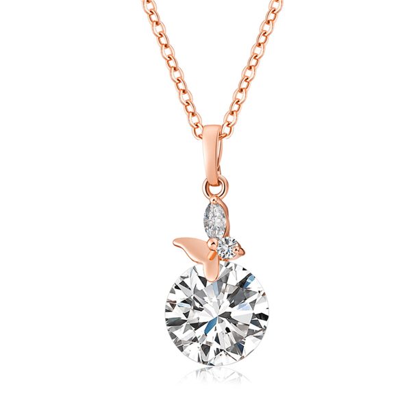 Crystal & Cubic Zirconia Butterfly Pendant Necklace Fashion