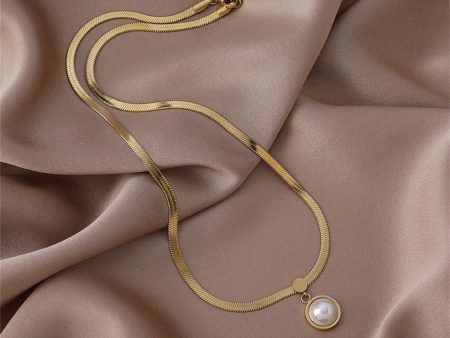 Pearl & 18K Gold-Plated Snake Chain Pendant Necklace Online Sale