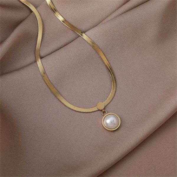 Pearl & 18K Gold-Plated Snake Chain Pendant Necklace Online Sale