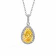 Yellow Crystal & Cubic Zirconia Drop Pendant Necklace Discount