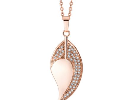 Cubic Zirconia & 18K Rose Gold-Plated Leaf Pendant Necklace Cheap