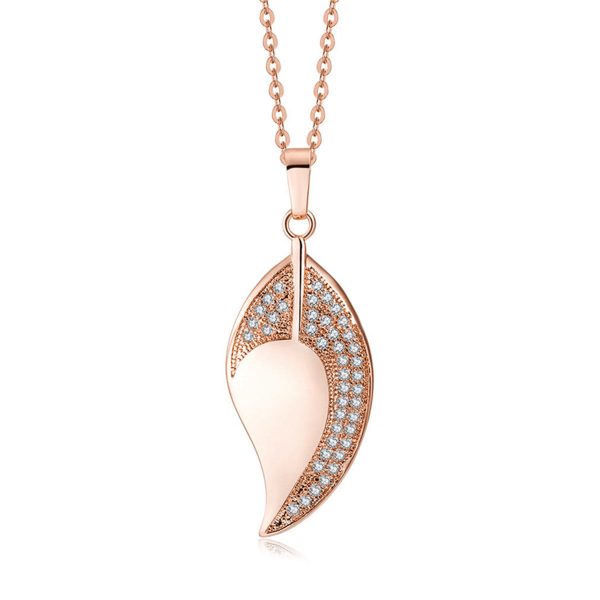 Cubic Zirconia & 18K Rose Gold-Plated Leaf Pendant Necklace Cheap