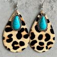 Yellow Polystyrene & Turquoise Leopard Drop Earrings Online