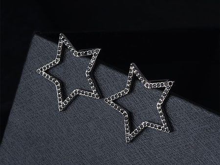 Black Cubic Zirconia & Silver-Plated Open Star Stud Earrings Online