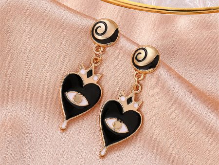 Black Enamel & 18K Gold-Plated Eye Heart Drop Earrings Discount