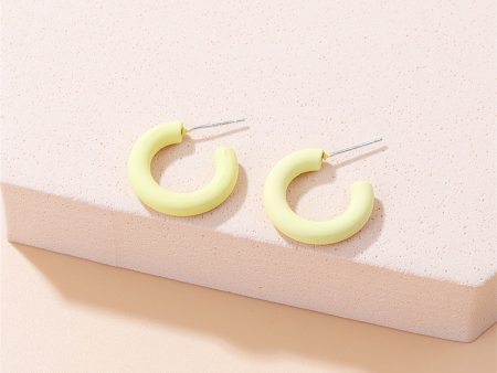 Yellow Enamel & Silver-Plated C-Shaped Hoop Earrings Online Hot Sale