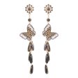 Black Cubic Zirconia & Black Crystal Butterfly Tassel Drop Earrings Sale