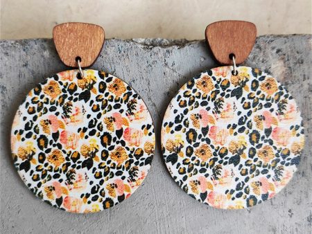 Yellow Wood & Silver-Plated Floral Round Drop Earrings Hot on Sale