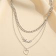 Silver-Plated  Love  Heart Pendant Layered Pendant Necklace on Sale