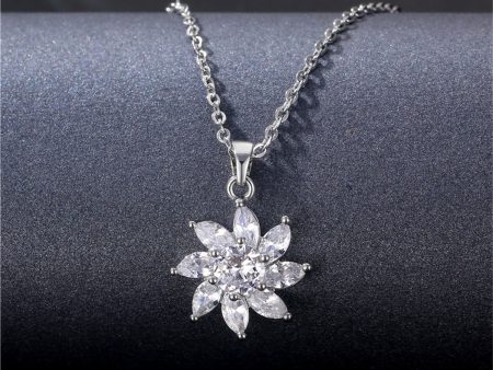 Crystal & Silver-Plated Flower Pendant Necklace For Discount