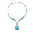 Turquoise & Silver-Plated Drop Pendant Necklace Fashion