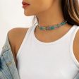 Turquoise & Silver-Plated Oval-Cut Choker Necklace on Sale