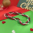 Red & Green Acrylic Pearl Crossing Necklace For Cheap